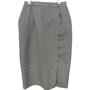 Worthington Women’s Midi Skirt Straight Gray Houndstooth 14 Classic Timeless